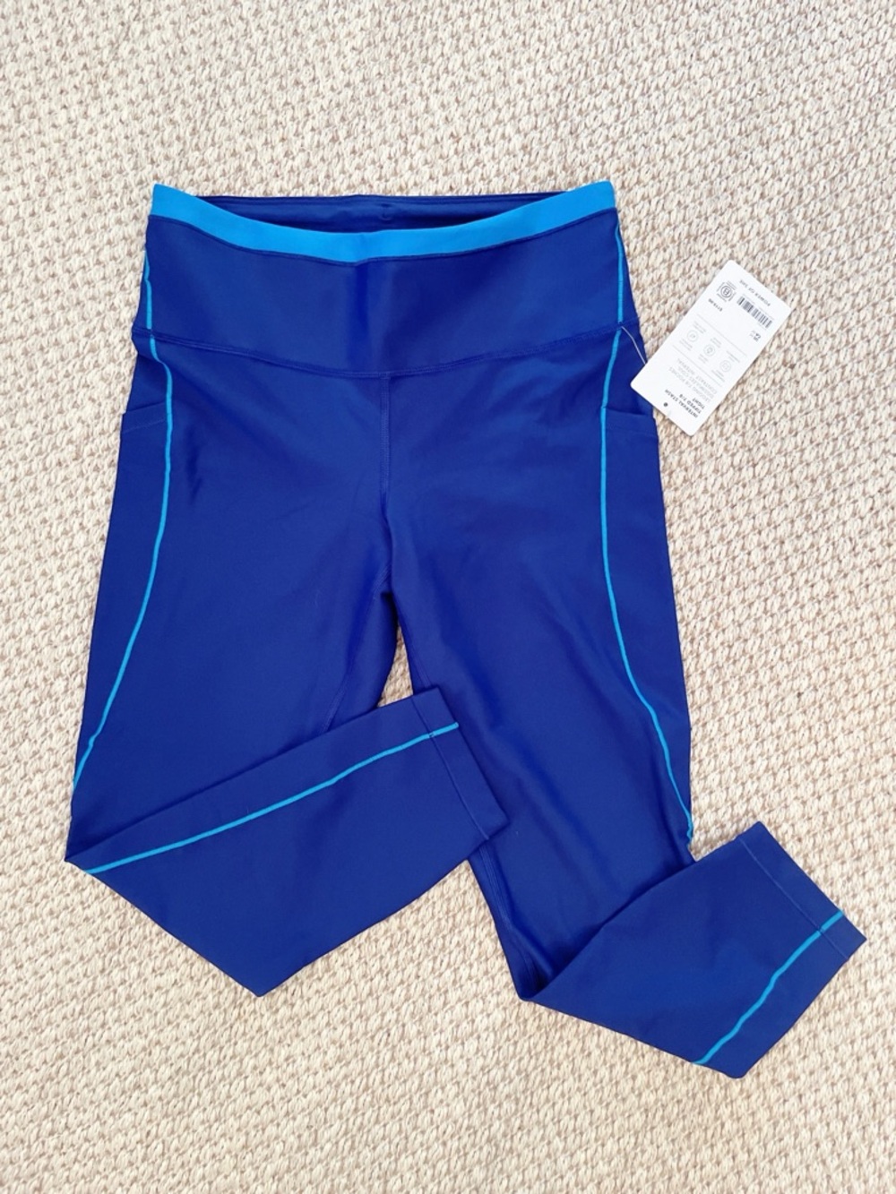 Athleta Interval Stash Tipped 7/8 Leggings Women’s M Blue Contrast NWT $119